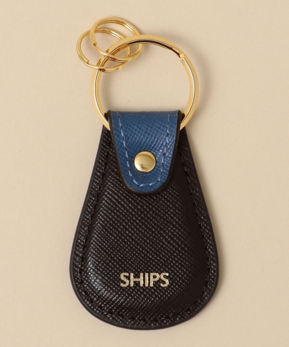 WEB限定】SHIPS: 【SAFFIANO LEATHER】 2トーン キーホルダー: 小物