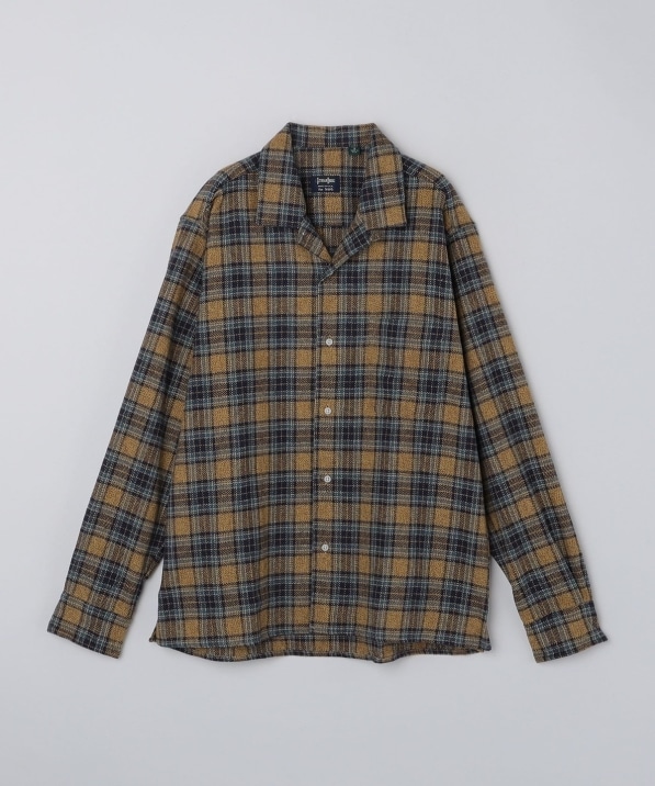 GITMAN BROS.: COTTON TWEED CHECK CAMP COLLAR SHIRT: シャツ ...