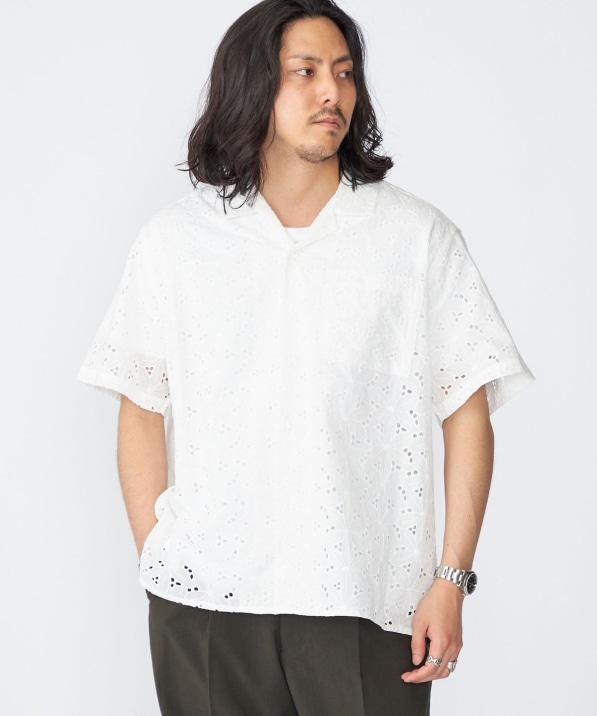 BENCH MARKING SHIRT: フラワーレース オープンカラー ショートスリーブ シャツ: シャツ/ブラウス SHIPS  公式サイト｜株式会社シップス