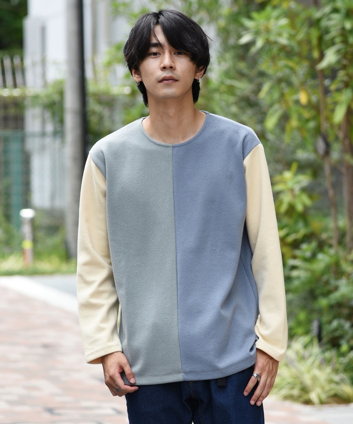 SHIPS:ブークレ ダンボール 切り替え ロングスリーブ Tシャツ(ロンT