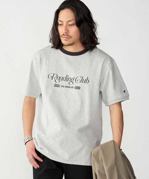 SHIPS別注】Champion: ウォッシュ プリント リンガーネック 半袖 T 