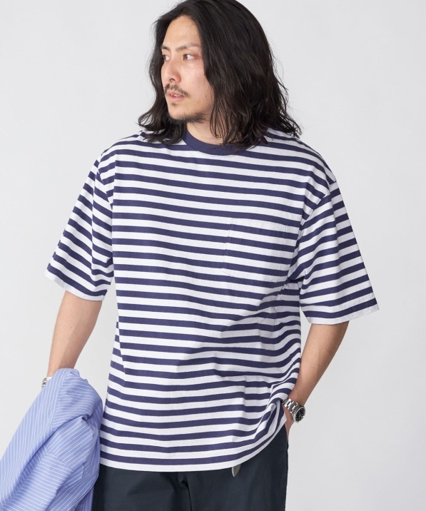 SHIPS: COTTON USA ボーダー ポケット Tシャツ: Tシャツ/カットソー