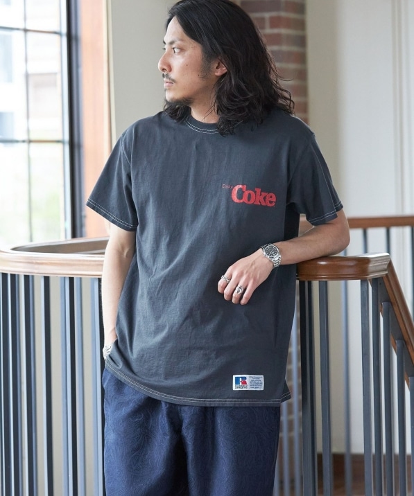 SHIPS別注】RUSSELL ATHLETIC: Coca-Cola ロゴ プリント Tシャツ: T