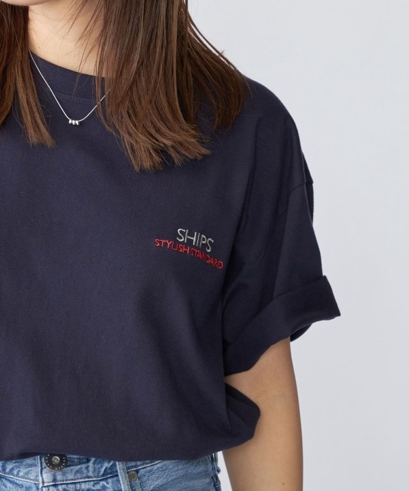 SHIPS: STYLISH STANDARD ロゴ 刺繍 Tシャツ: Tシャツ/カットソー 