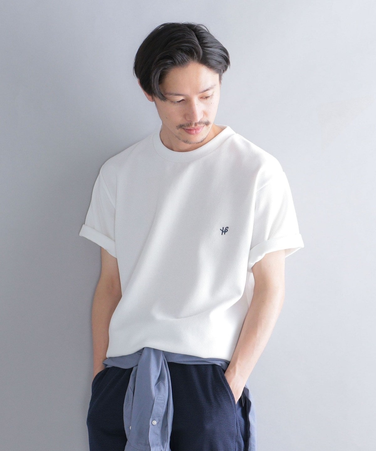 SHIPS: ワンポイント ロゴ バーズアイ Tシャツ 23SS 2: Tシャツ