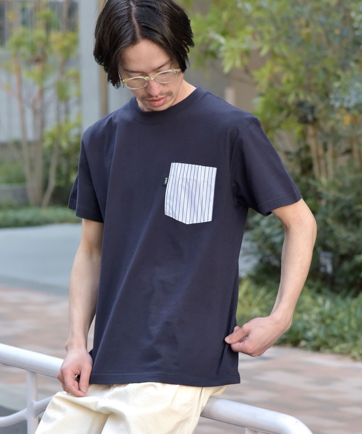 SHIPS: ストライプ シャツ ポケット Tシャツ: Tシャツ/カットソー