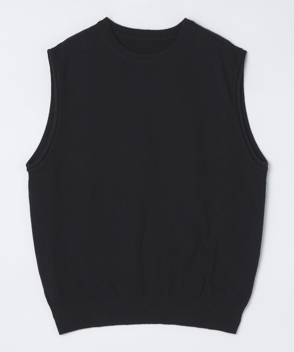 crepuscule: SILK LINEN CREW NECK VEST