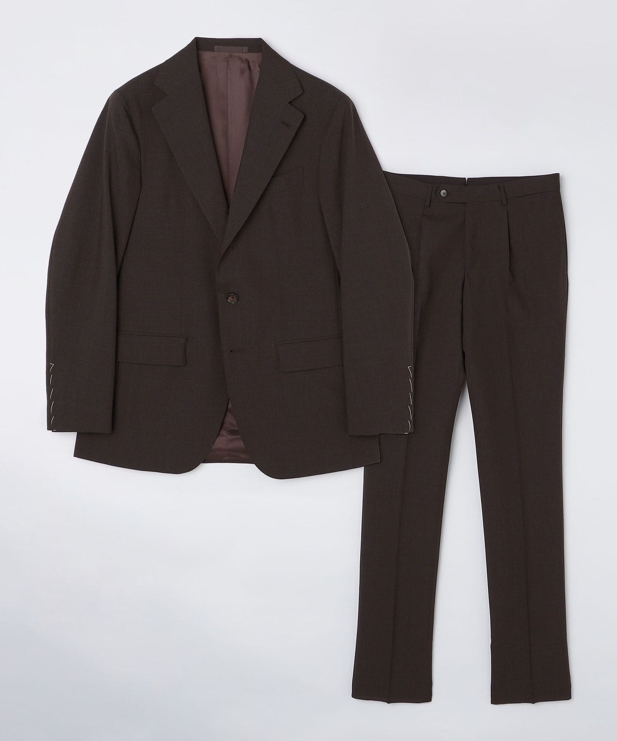 VALDITARO: ウール/モヘア シングル3ボタン ブラウンカラー スーツ 