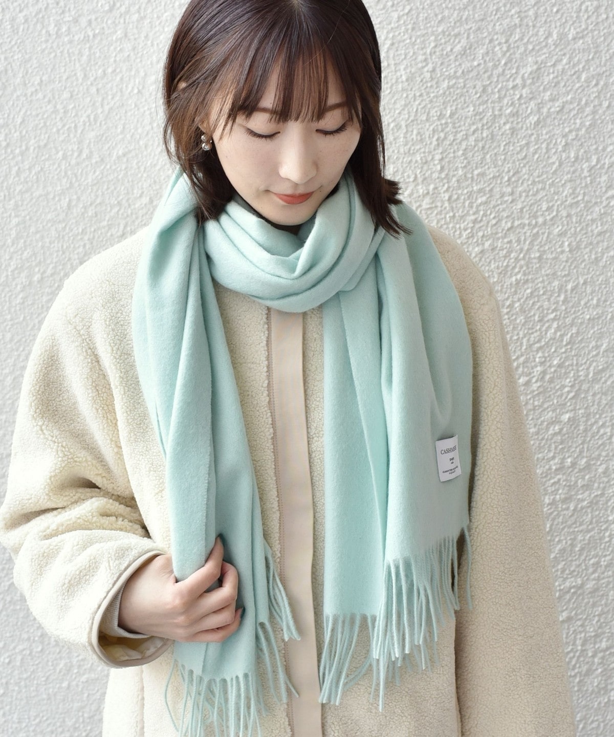 Demiluxebeams【Demi-Luxe BEAMS】ONE SIZE カシミヤ ソリッドストール