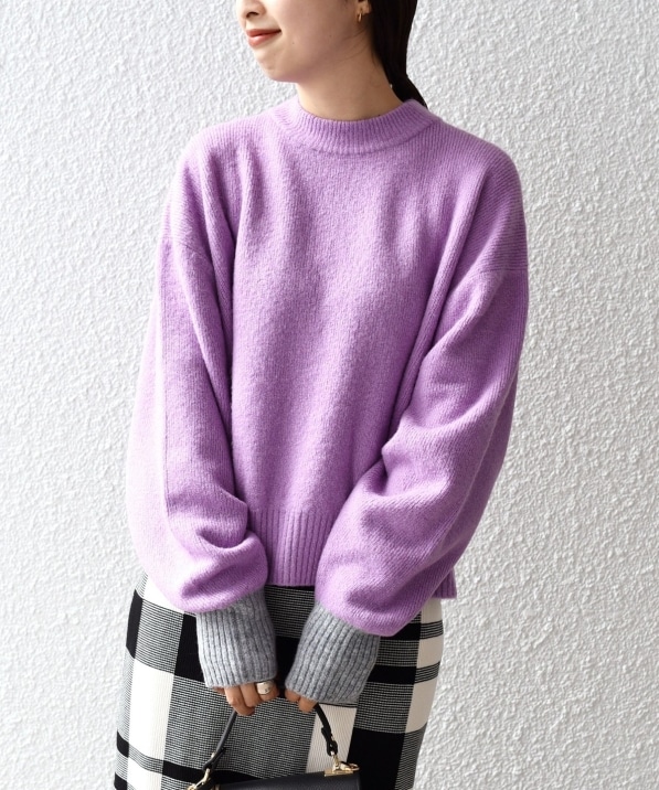 【美品】シップス 半袖ニットセーター フェミニン 綺麗系 紺色 ウール100%