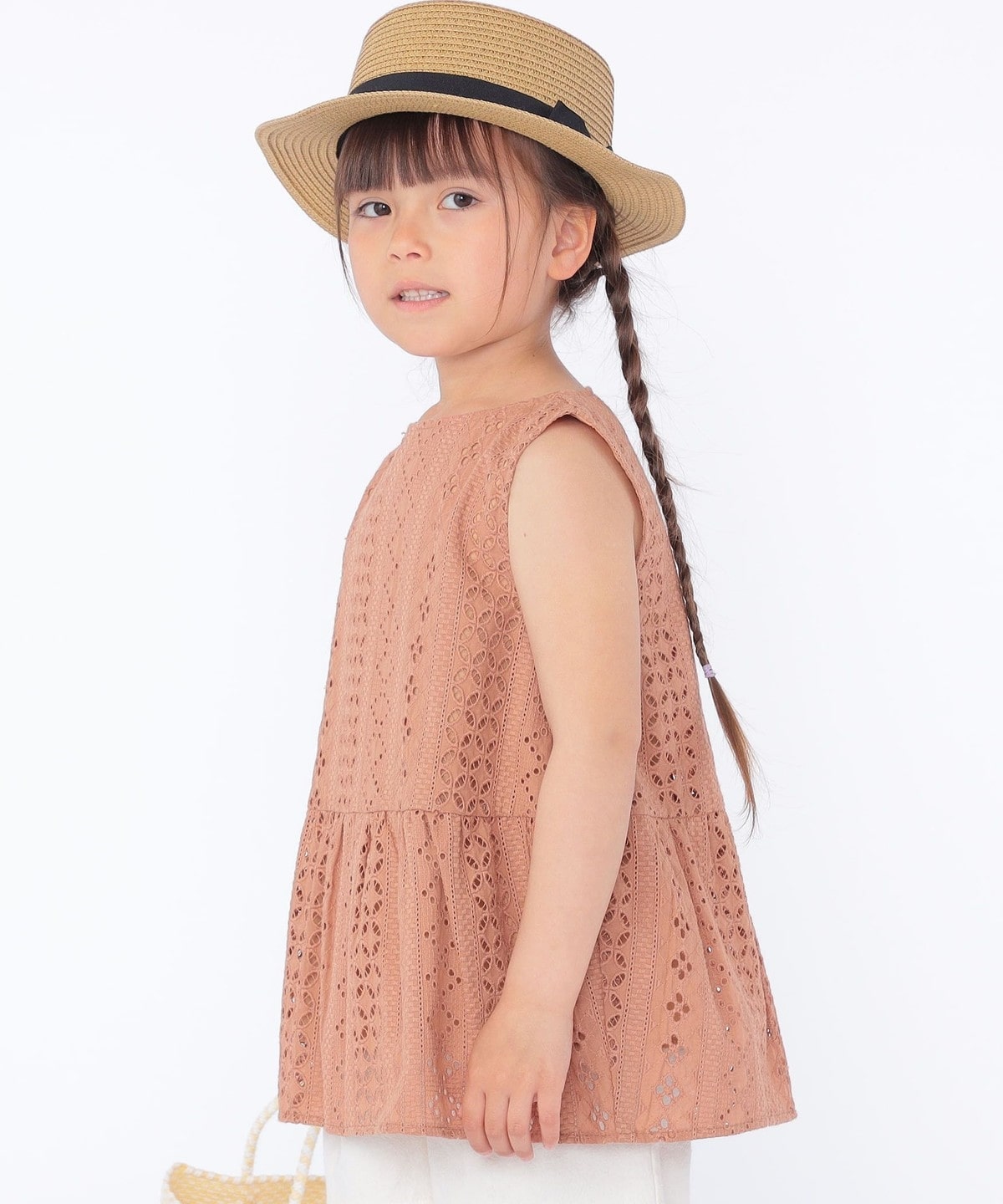 SHIPS KIDS:100～130cm / レース ペプラム ノースリーブ ブラウス