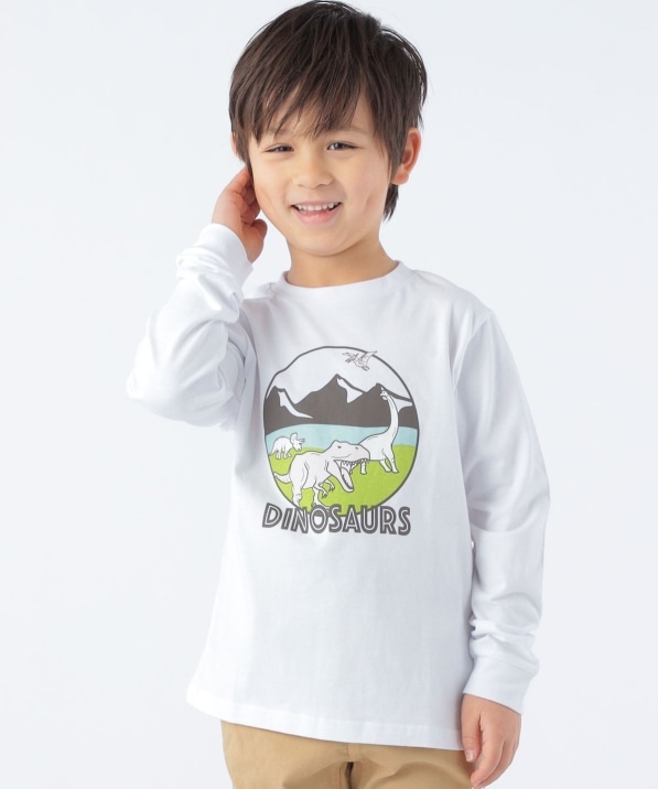 SHIPS KIDS:100～130cm / 恐竜 UV プリント 長袖 TEE: Tシャツ