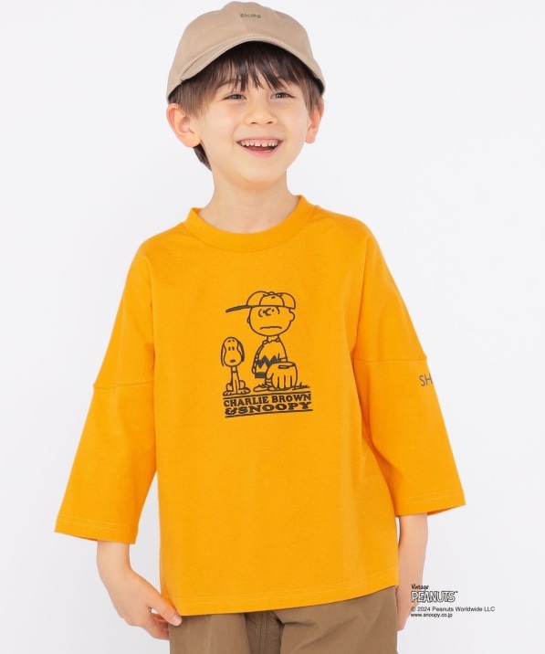 SHIPS KIDS:100～130cm / スヌーピー 7分袖 TEE: Tシャツ/カットソー 