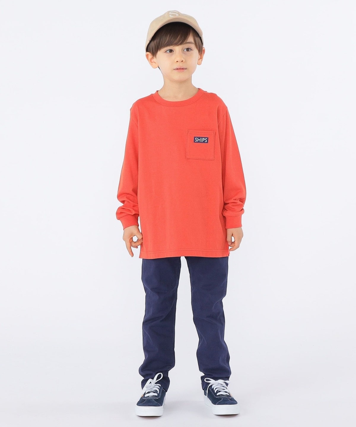 SHIPS KIDS:100～130cm / SHIPS ロゴ 長袖 TEE: Tシャツ/カットソー