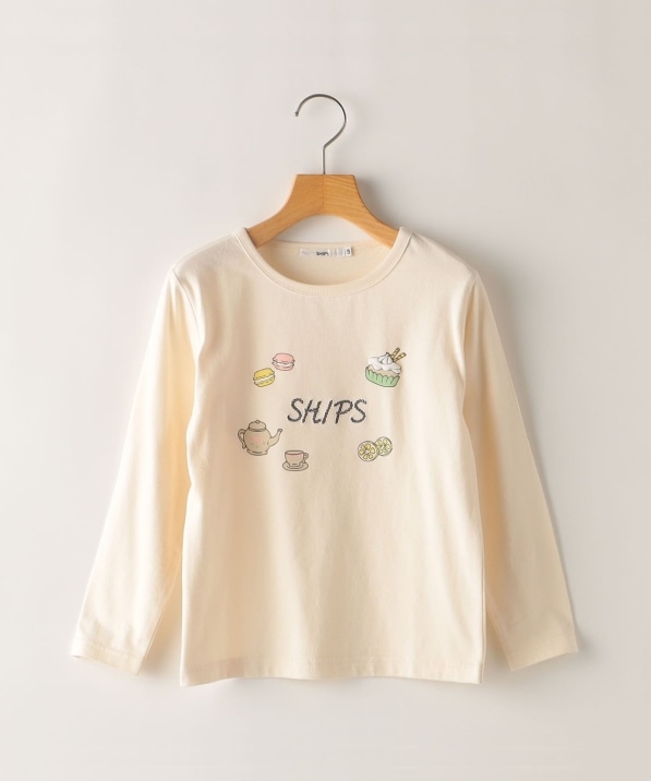 SHIPS KIDS:80～90cm / アフタヌーンティー モチーフ 長袖 TEE: T