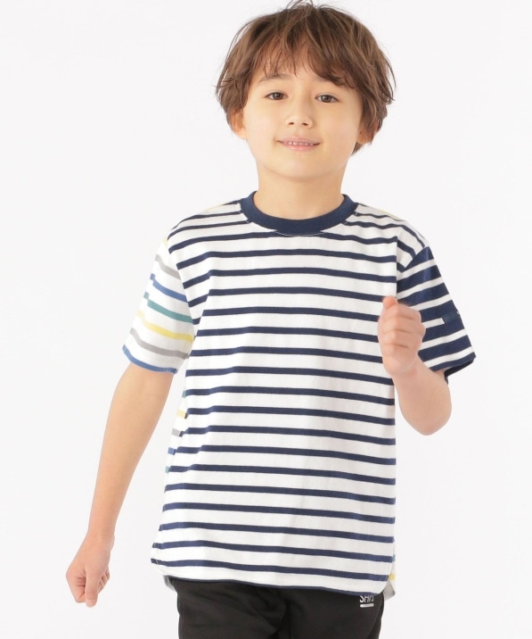 有名な高級ブランド 訳あり TEE JOY キッズ 半袖フーディ ボーダー 120