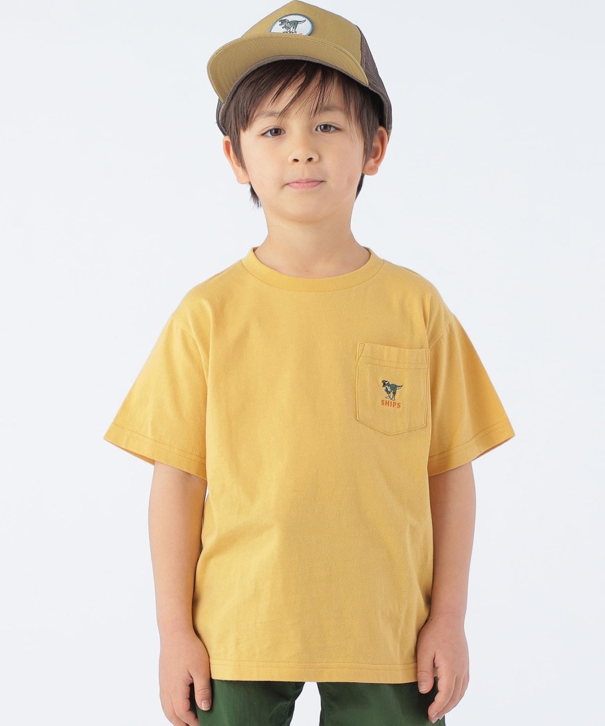 SHIPS KIDS:100～130cm / ワンポイント 刺繍 ポケット TEE: Tシャツ