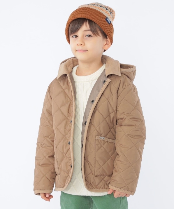 SHIPS KIDS:100～130cm /〈撥水/手洗い可能〉キルト フード ジャケット