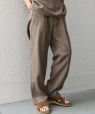 SHIPS any:〈洗濯機可能〉リネンライク セミワイド パンツ(セットアップ対応) 25SS◇ ブラウン