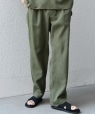 SHIPS any:〈洗濯機可能〉リネンライク セミワイド パンツ(セットアップ対応) 25SS◇ オリーブ