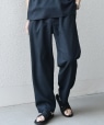 SHIPS any:〈洗濯機可能〉リネンライク セミワイド パンツ(セットアップ対応) 25SS◇ ネイビー
