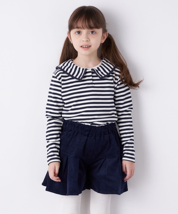 SHIPS any: ボーダー セーラーカラー 長袖 Tシャツ <KIDS>: Tシャツ