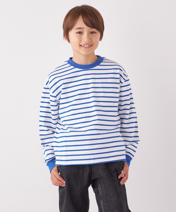 SHIPS any: リンガーネック ボーダー 長袖 ポケット Tシャツ<KIDS>: T