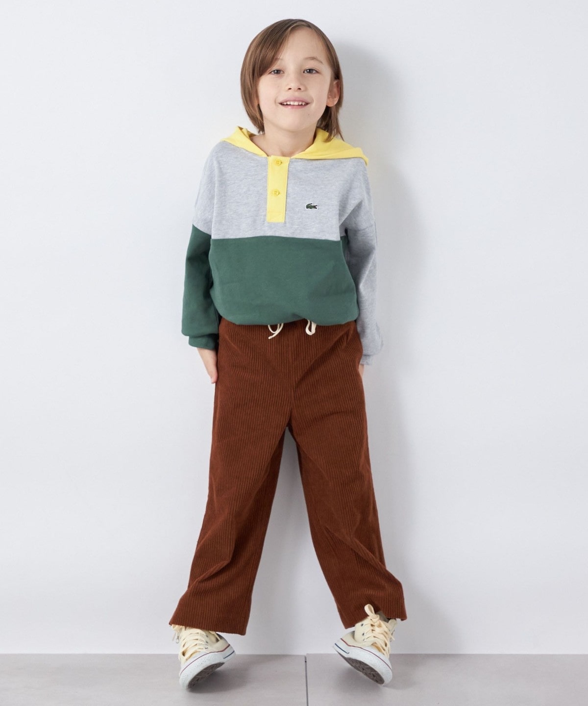 LACOSTE: マルチ カラー ラグビー フード シャツ パーカー<KIDS