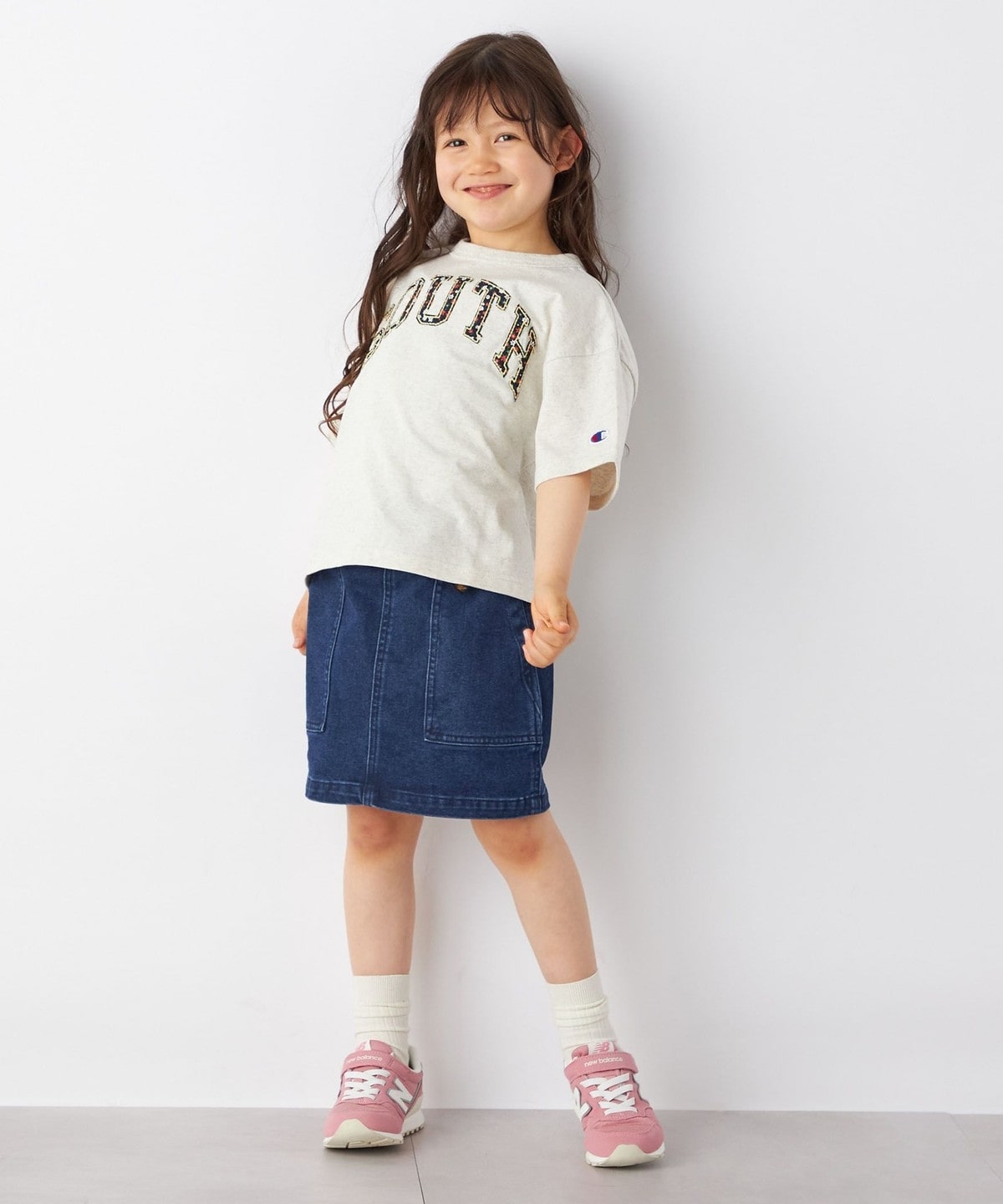 Champion: ルーズフィット パッチワーク Tシャツ 110/130 <KIDS>◇: T