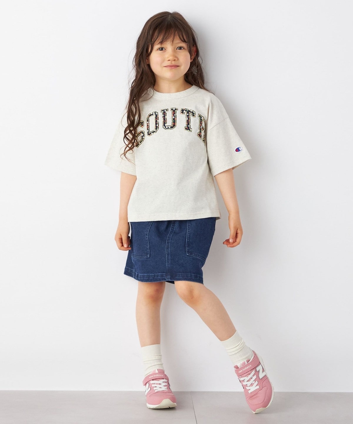 Champion: ルーズフィット パッチワーク Tシャツ 110/130 <KIDS>◇: T