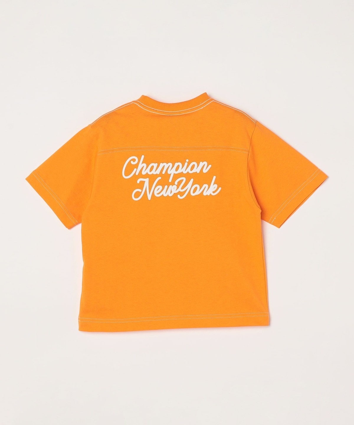 CHAMPION: チェーン刺繍 バックプリント フットボール Tシャツ<KIDS