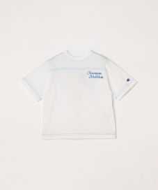 CHAMPION: チェーン刺繍 バックプリント フットボール Tシャツ 